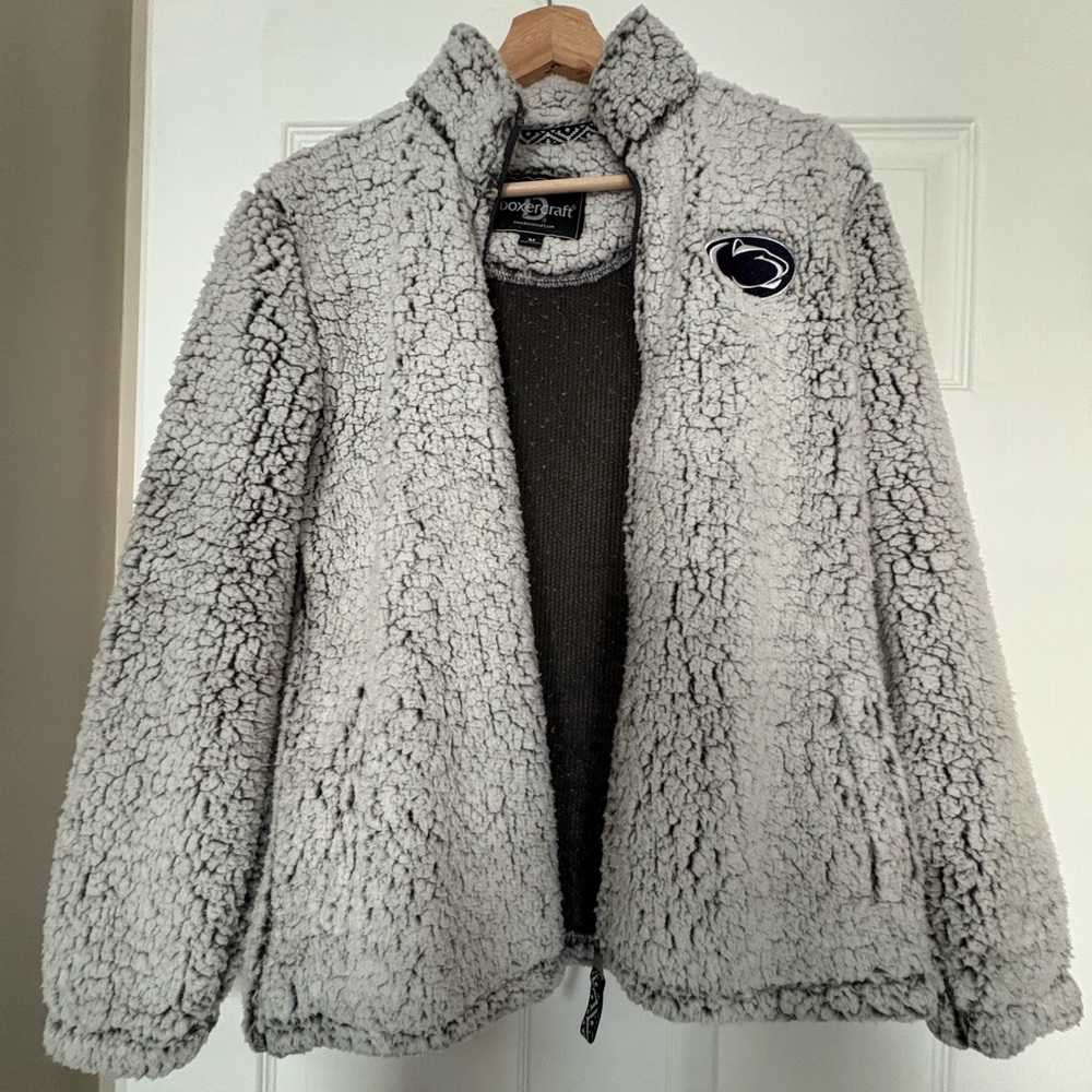 Penn State Boxercraft Gray Sherpa Fleece Jacket